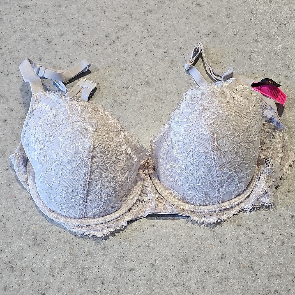 La SENZA So Free 36D Lace Push-Up Bra — Light Gray